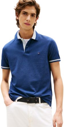 Tommy Hilfiger Mens Short Sleeve Contrast Collar Block Regular Fit Polo Shirt, Blue (Preppy Navy Heather B8465), XXL