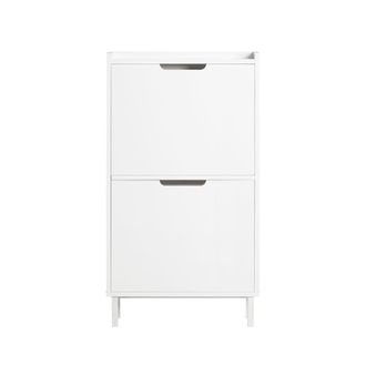 SoBuy Zapatero estrecho con 2 solapas mdf blanco