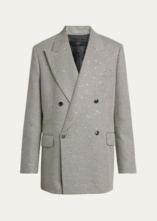 Amiri Mens Houndstooth Double-Breasted Peak Lapel Blazer