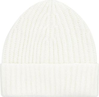 Malo Kasjmier Ribgebreide Beanie Muts - Heren - Hoeden - Wit - ONE Size - Kasjmier - Accessoires