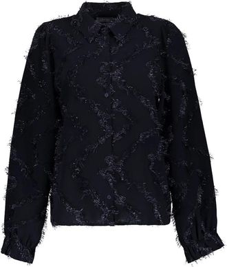 Geisha Textured Blouse - Dames - Blouses & Shirts - Blauw - Maat: L Poliester