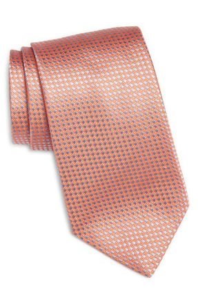Canali Neat Silk Tie in Orange at Nordstrom