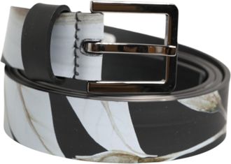 Dolce & Gabbana Multicolor PVC Floral Silver Buckle Men Mens Belt