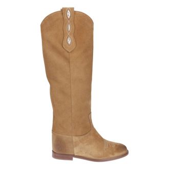 Via Roma 15 High Boots, female, Brown, Size: 11 US Velour Martora High Boot