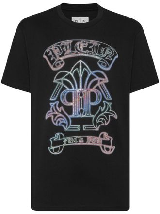 Philipp Plein T-shirt Gothic Banner con decorazione - Nero