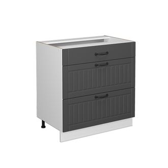 Vicco Mueble Bajo De Cocina Fame-line, Antracita Casa De Campo, 80 Cm Con 3 Cajones, Sin Encimera, Vicco