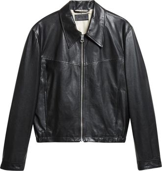 Christophe Lemaire Leather Blouson Biker Jacket in Black at Nordstrom, Size X-Large