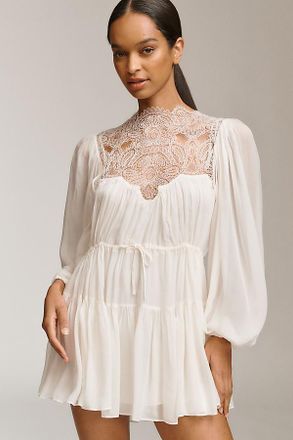Shona Joy Emory Long-Sleeve Lace Mini Dress