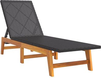 vidaXL Tumbona Rat&aacute;n Sint&eacute;tico Y Madera Maciza Acacia Marr&oacute;n Y Negro Vidaxl