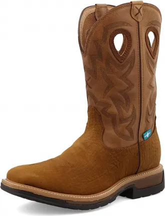 Twisted X Boots Mens 12 Western Work Boot In Bark Brown/tan