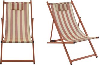 DRAWER Lote de 2 tumbonas de rayas y aluminio - Terracota