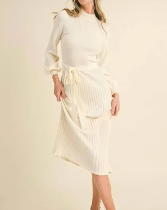 Merci The Annabelle Midi Length Sweater Dress In Cream