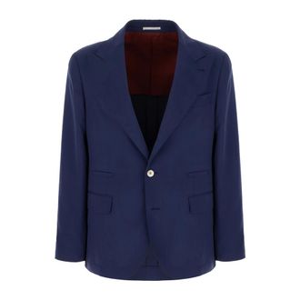 Brunello Cucinelli Single-breasted Silk Jacket - male - Brunello Cucinelli - Blazers - Blue - L - Jackets