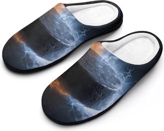 Generic Ice Hockey Fire Water Flame Mens Slippers Comfortable And Non-slip Cotton Slipper Shoe for House