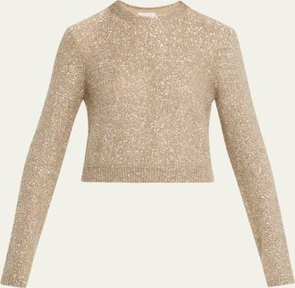 Brunello Cucinelli Wool Mohair Pailette Crewneck Sweater