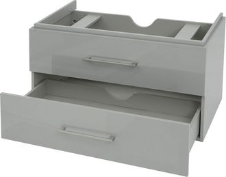 Hhg Premium Mueble Bajo Lavabo Hhg 245, Mueble Bajo Lavabo Muebles De Ba&ntilde;o, Alto Brillo 90cm, Gris