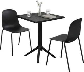 Clp Conjunto De Jardin Nerra Con 2 Sillas Negro