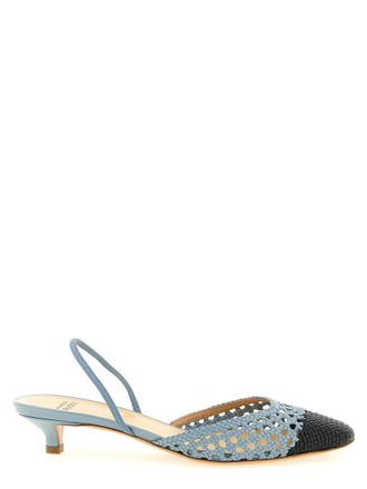 Francesco Russo Blue Goatskin Mid Heel Womens Pumps