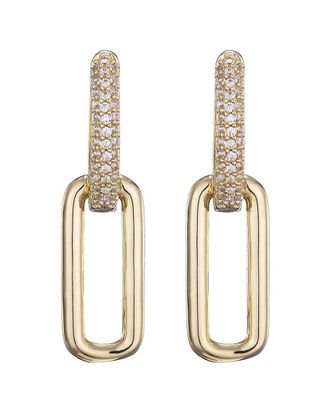 Adornia Adornia 14K Plated Crystal Single Link Drop Earrings