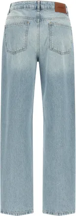 Rotate Front Zip Organic Cotton Jeans - Light Blue