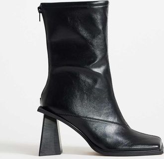 Topshop Kiara stivaletti con tacco e guardolo esteso neri-Nero
