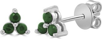 Sabrina Designs 14K 0.24 Ct. Tw. Diamond & Emerald 3-Stone Stud Earrings