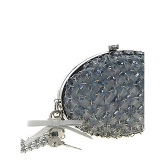 Self Portrait Crystal-Embellished Satin Clutch - Gray