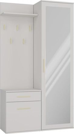 OEM Armario De Recibidor Con Espejo, Perchero Y Armario - Color Cachemir - Soluci&oacute;n Integral Para El Recibidor