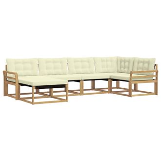 vidaXL Conjunto De Sof&aacute;s De Exterior Con Coj&iacute;n 6 Pcs Blanco Y Crema Vidaxl