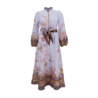 Zimmermann Midi Dresses, female, Multicolor, Size: M Luna Button Midi Dress
