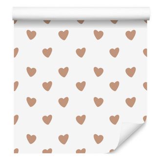 OEM Carta Da Parati Con Cuori Bianchi, Crema, Arancioni E Beige 50x1000 Cm