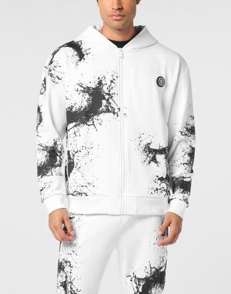 Plein Sport Zip Hoodie Splash Men in White at Nordstrom, Size Xxx-Large Eu