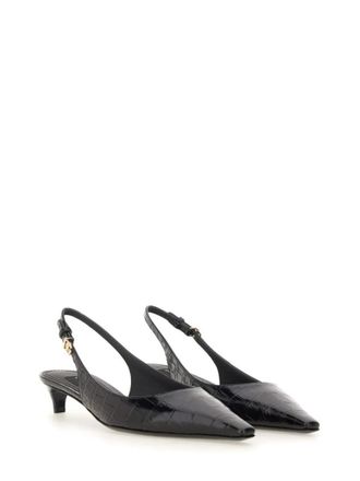 Dolce & Gabbana Hohe Schuhe - Slingback With Logo - Gr. 37 (EU) - in Schwarz - f&uuml;r Damen