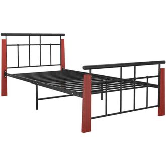vidaXL Estructura De Cama Sin Colch&oacute;n Metal Madera De Roble 90x200 Cm Vidaxl