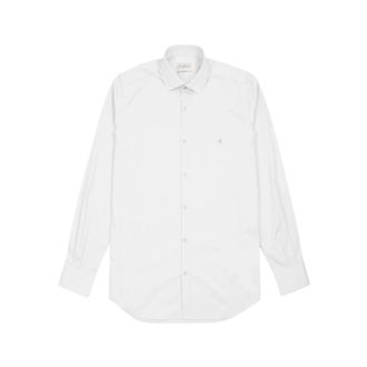 Brooksfield Katoenen Overhemd Modern Fit Lange Mouw - Heren - Casual Overhemden - Wit - M - Katoen - Overhemden