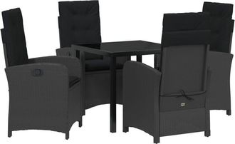 vidaXL Garden Dining Set 5 pcs Black Poly Rattan vidaXL
