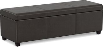 Simpli Home Avalon 54In Contemporary Rectangle Extra Large Storage Ottoman Bench