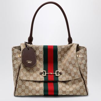 Gucci Medium Paparazzo top-handle bag in GG canvas, brown
