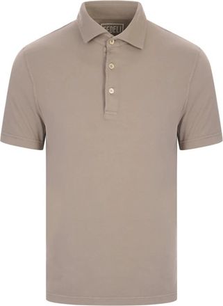 Fedeli Jersey Katoen Flex Polo met Korte Mouwen - Heren - Polos - Bruin - M - Katoen - Tops