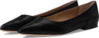 Lauren Ralph Lauren Loraine Burnished Leather Ballet Flat Womens Shoes Black : 7.5 B - Medium