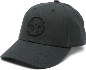 Stone Island Caps, male, Black, Size: ONE SIZE Black Cotton Rep Cap with Compass Logo