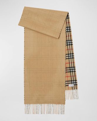 Burberry Mens Cashmere Vintage Check Rectangle Scarf
