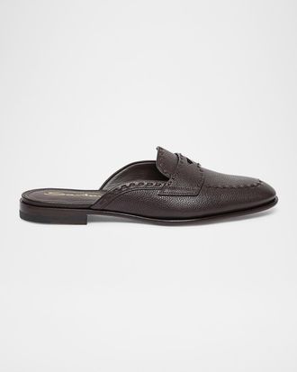 Santoni Leather Loafer Mules