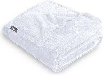 Bare Home Chevron Microplush Fleece Blanket in White at Nordstrom, Size Twin