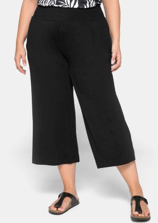 Sheego 3/4-Hose SHEEGO, Damen, Gr. 40, Normalgr&ouml;ssen, schwarz, 95% Viskose, 5% Elasthan, unifarben, Hosen 3/4-Hose