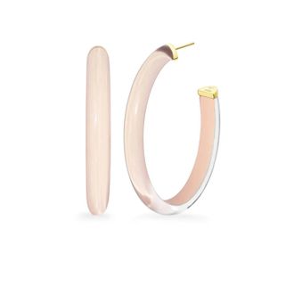 Gold & Honey Womens Xl Oval Illusion Neutral Lucite Hoop Earrings In Nude 2