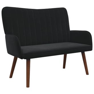 vidaXL Sof&aacute; De 2 Plazas Negro 115 X 61 X 87 Cm Terciopelo Vidaxl