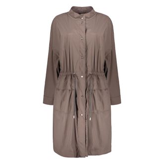 Herno Single-Breasted Coats, female, Gray, Size: XL Tech Fabric Jacket with Drawstring Waist