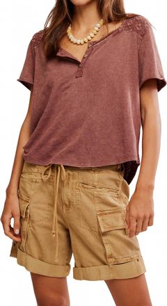 Free People Heirloom Henley Top In Canyon Sunset