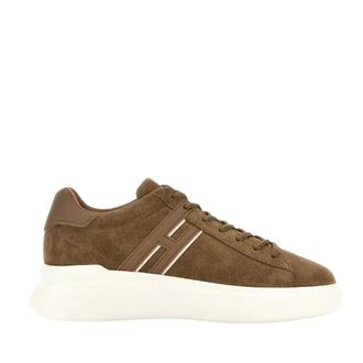 Hogan Sneakers, male, Brown, Size: 9 1/2 US Brown Suede Sneakers with Elongated H